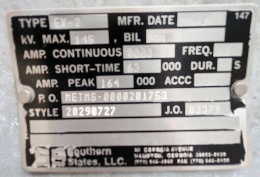 2000 AMP, 145 KV SOUTHERN STATES GANG OPERATED AIR BREAK