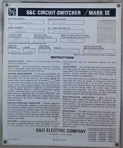 1200 Amp, 138 KV S&C MARK III CIRCUIT SWITCHER:8