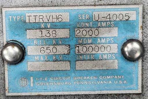 2000 Amp, ITE TTRVH6, 138KV GANG OPERATED AIR BREAK