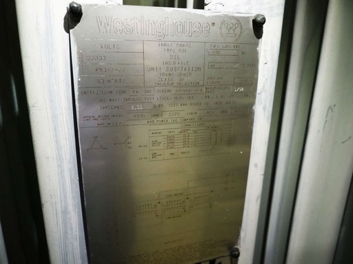 1500 KVA, Pri 33000 D, Sec 480 Y, 1992, Westinghouse,