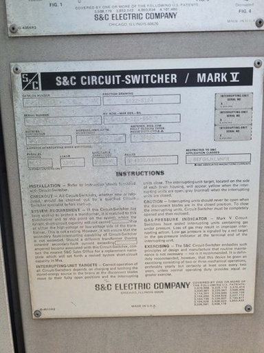 1200 Amp, S&C, No. MARK V, 121000 V., Circuit Switcher and Controller