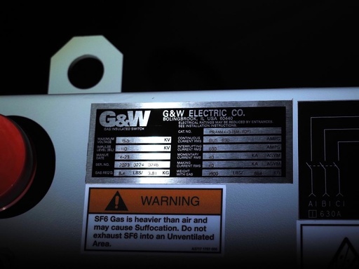 630 Amp, G&W, No. PRAM44-376M-40PI, 15500 V., 2023, SF6, 4-Way; Unused