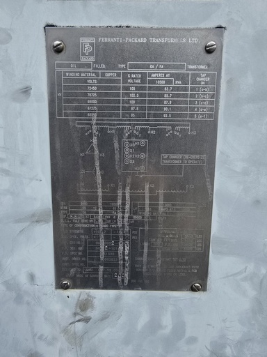 8.4/10.5 MVA 69000D - 13090Y Ferranti-Packard Substation Transformer