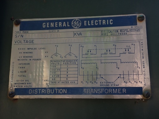 1500 KVA GE 12470GRDY/7200 480Y/277, Pad-Mount, DF/RF