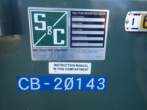 600 Amp 14.4kV S&C Padmount Switch, PMH-9, Cat No: 55352R4-E1-*1, 2in 2 out