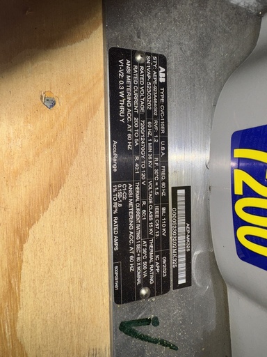 15 kV ABB Extended Range Combined Transformer, CVC-110ER, Pri 7200/12470 GY Sec