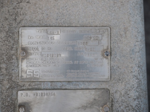 1200 Amp 145 kV Southern States Circuit Switcher, CSH-B