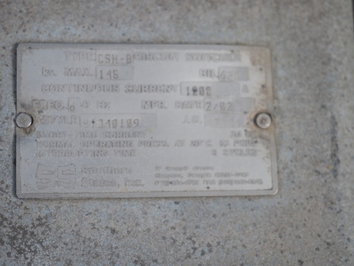 1200 Amp 145 kV Southern States Circuit Switcher, CSH-B