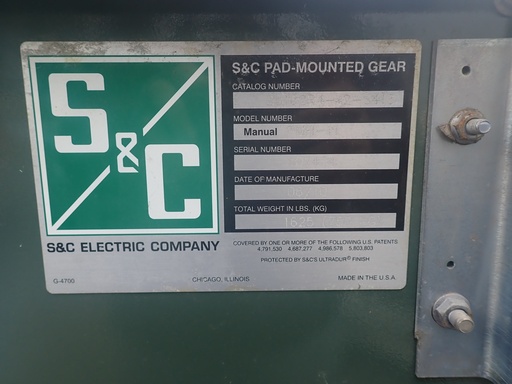 600 Amp 17 kV S&C Padmount Switch, PMH-11, Cat No 55162R4-*2-S413