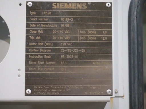 1200 Amp 121 kV Siemens Circuit Switcher, CPV2-121-40-1, 40 kA Short, FA2.20 Mec