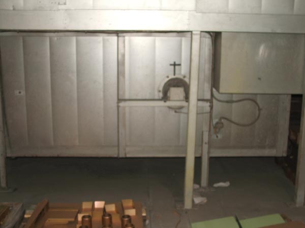 26 W. x 40 H. x in-line gas cur ov,100' O/H monorail,27'Lx9'Wx5-12'H,dbl pass,500F,3 pnls,90s