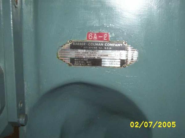 No. Barber-Colman,16-36,Type'A' 16 Dia x36 cc,6DP,change gears,screw type TS, 1951,(2)