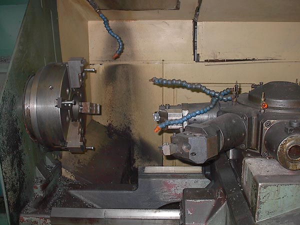 Mazak,PowerMaster,Fanuc 6TB,Flat bed chkr,4-5/8 spdl bore,60HP,Ocagon F-B turret,New 80s