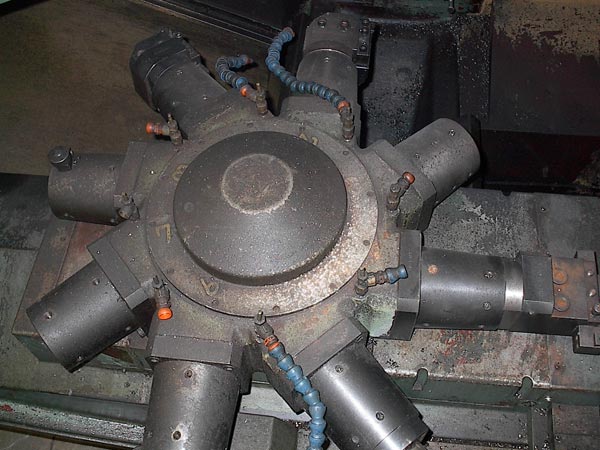 Mazak,PowerMaster,Fanuc 6TB,Flat bed chkr,4-5/8 spdl bore,60HP,Ocagon F-B turret,New 80s