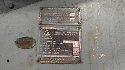 110 TON CLEARING OPEN BACK INCLINABLE PRESS