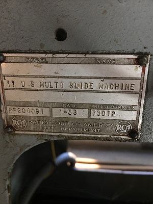 U.S. BAIRD Mdl# 11 MULTI SLIDE MACHINE