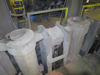 3000 Lb/hr AJAX-WYATT DOUBLE RAM TILT INDUCTION FURNACE CASTING LINE