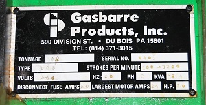 30 Ton GASBARRE #VGS HIGH SPEED PRESS