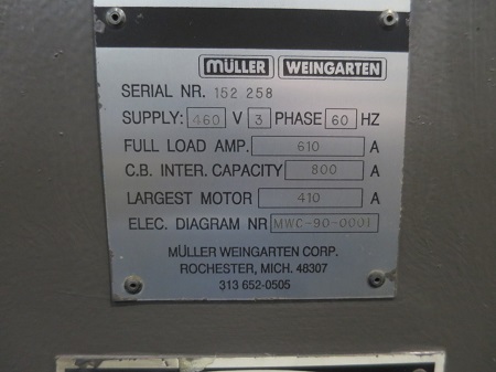 2,400 TON MULLER WEINGARTEN PSM 4.360 SCREW PRESS