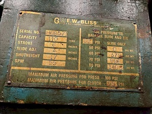 110 Ton BLISS C-110 O.B.I. PRESS