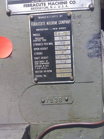 150 TON FERRACUTE KNUCKLE JOINT PRESS