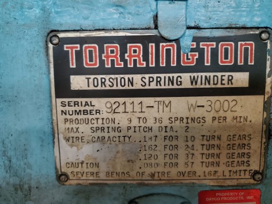 TORRINGTON W3002 TORSION COILER