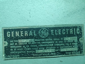 GE, No. HM-20-L1 INDUCTION HEATER