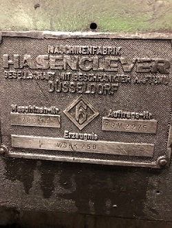 250 TON HASENCLEVER #WSHK-250 FORGING PRESS