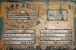 60 TON FEDERAL MODEL #5 OBI PRESS