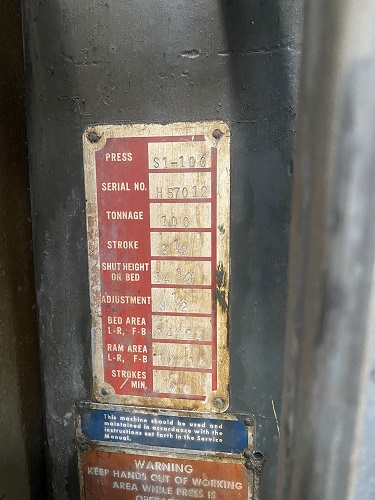 100 TON BLISS PRESS S1-100 SSSC