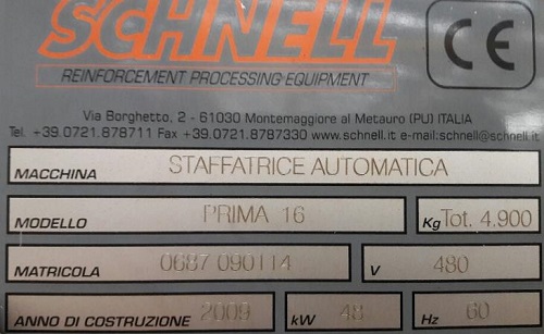 SCHNELL PRIMA 16 STIRRUP BENDER WITH STRAIGHTENING UNIT