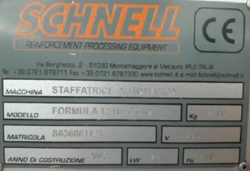 SCHNELL FORMULA 12 HS C.C.O. STIRRUP BENDER
