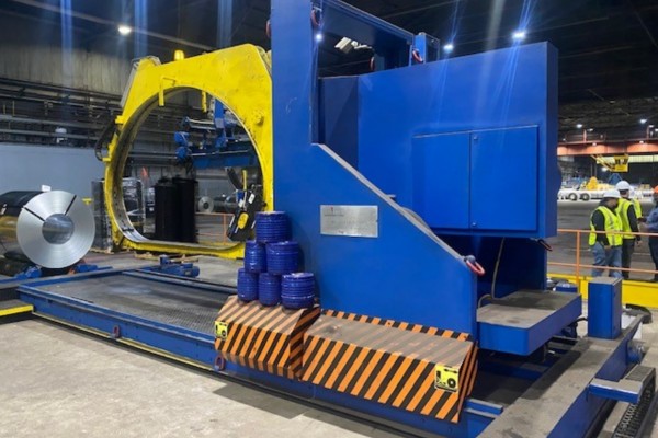 80 OD SAMUEL STRAPPING MEC DAGI 1800 AUTOMATED COIL WRAPPING MACHINE