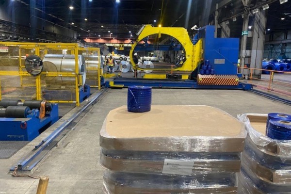 80 OD SAMUEL STRAPPING MEC DAGI 1800 AUTOMATED COIL WRAPPING MACHINE