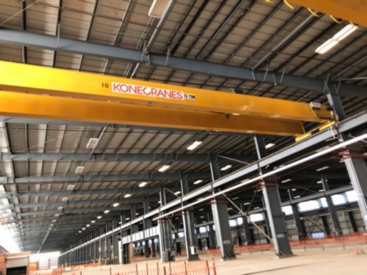 15 TON X 91' 8 KONE CXTD DOUBLE GIRDER BRIDGE CRANE, NEW 2007