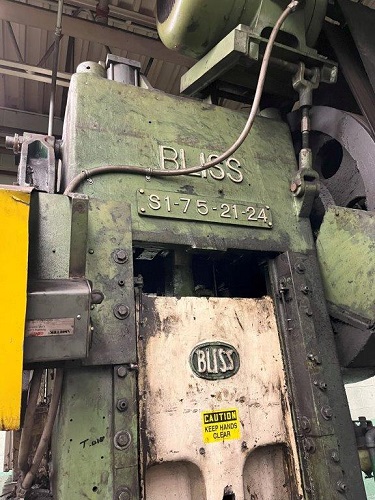75 TON BLISS STRAIGHT SIDE SINGLE CRANK PRESS
