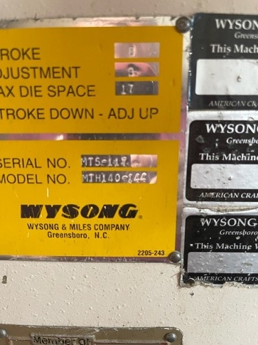 140 TON WYSONG #MTH 140-144 HYDRAULIC PRESS BRAKE