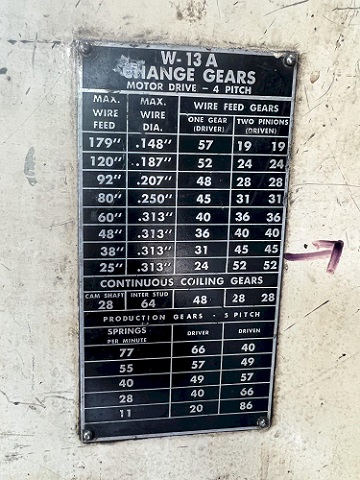 TORRINGTON MODEL #W13A WIRE SPRING COILER / COIL MAKING MACHINE