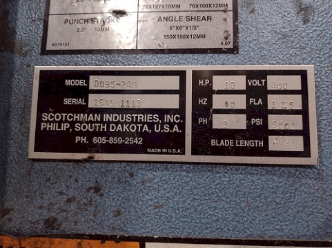 95 TON SCOTCHMAN MODEL #95/140-24M DUAL OPERATOR HYDRAULIC IRONWORKER