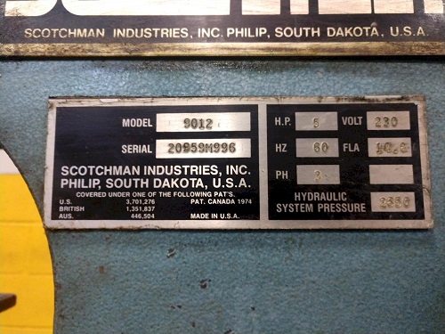 90 TON SCOTCHMAN MODEL#9012 HYDRAULIC IRONWORKER