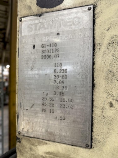 110 TON STAMTEC G1-110 GAP FRAME PRESS