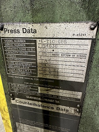 120 TON CLEARING NIAGARA MODEL #E-110 OBS GAP FRAME