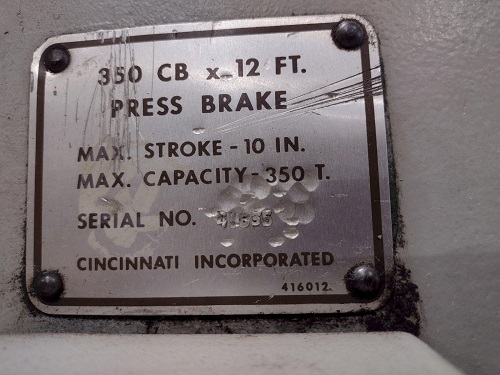 350 TON X 14' CINCINNATI MODEL #350CBx12 HYDRAULIC PRESS BRAKE