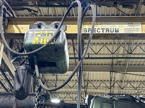 1000 LB (1/2 TON) P&H SPECTRUM FREE STANDING JIB CRANE & P&H POWERED HOIST