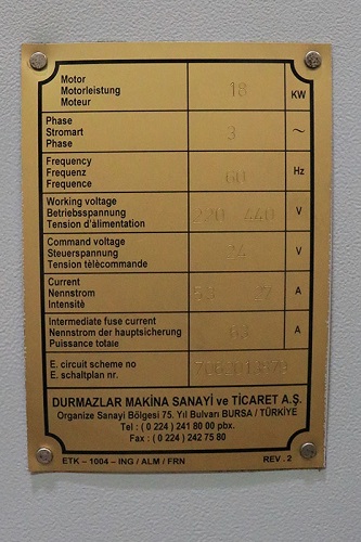 12' X 220 TON DURMA MODEL# 37200 CNC HYDRAULIC PRESS BRAKE