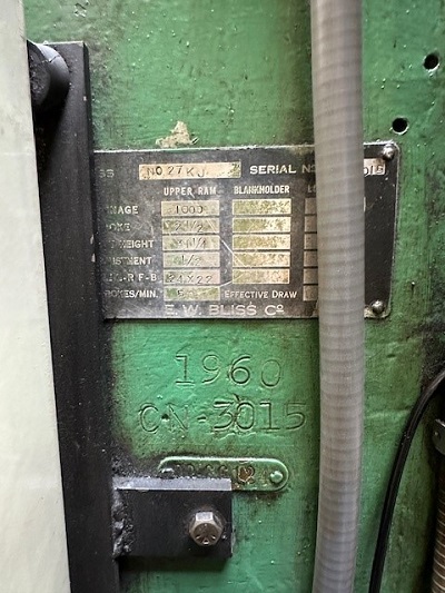 1000 TON BLISS #27 KNUCKLE JOINT PRESS