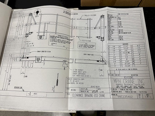 3 TON X 14' WIDE X 130' LONG MPH/BUDGIT OVERHEAD FREE STANDING BRIDGE CRANE