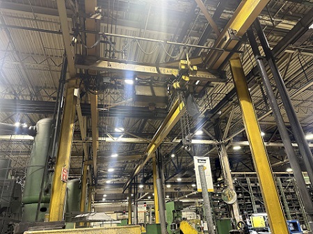 3 TON X 14' WIDE X 130' LONG MPH/BUDGIT OVERHEAD FREE STANDING BRIDGE CRANE