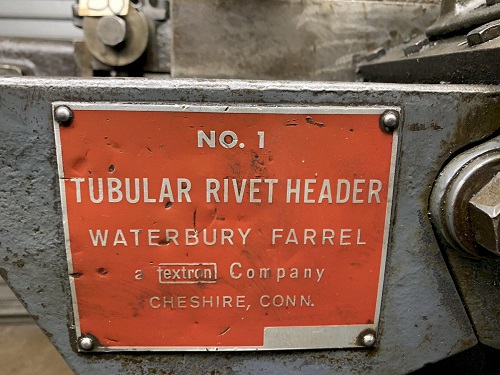 3/16 WATERBURY #1 2 DIE 4 BLOW TUBULAR RIVET HEADER