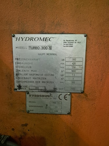 30 TON HYDROMEC TURBO-300-S TRIM PRESS